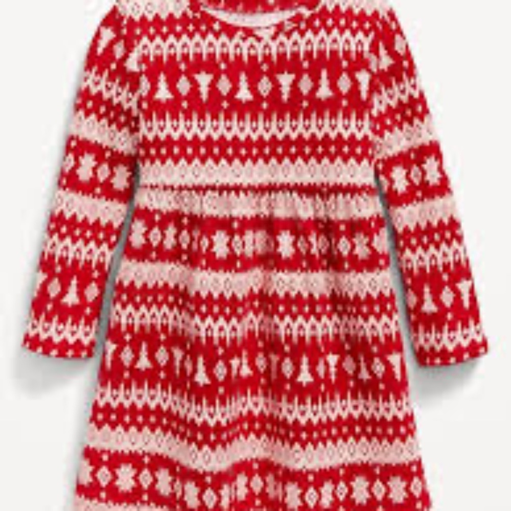 OLD NAVY Holiday Christmas 5 piece Thermal Dress w matching leggings 5T